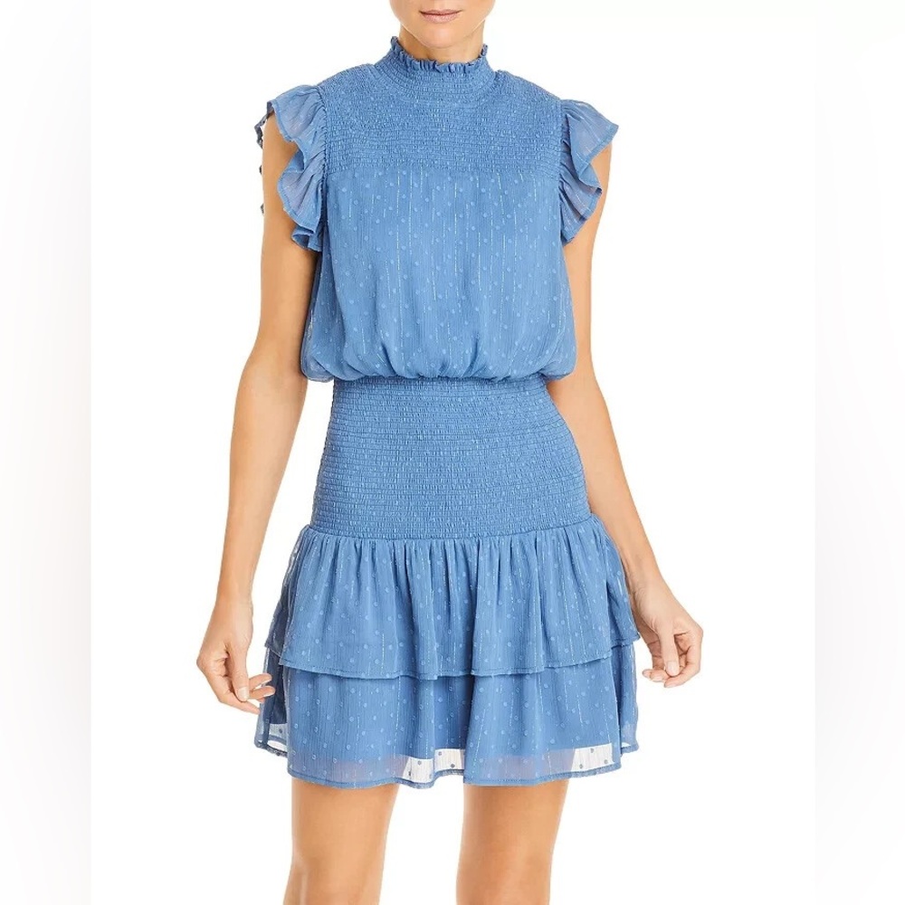 NWT Aqua Ruffle Short Sleeve Smocked Mini Dress